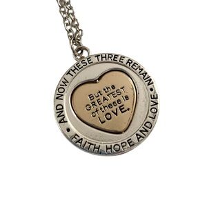 1 COR 13:13 Spinner Heart Pendant Necklace